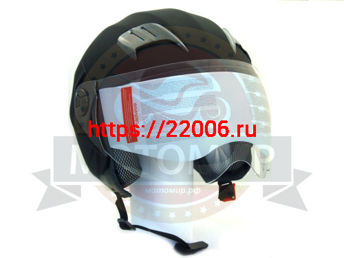 Шлем открытый "Safelead" HF-221 "колобки с доп. стеклом" мат. черный размер S фото 3