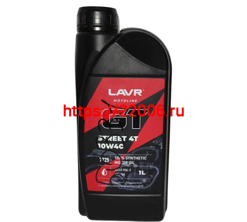 Масло LAVR MOTO GT STREET для 4т двиг., синтетика SAE 10W40, API SM, JASO MA 2, 1литр. (Ln7725) Масло LAVR MOTO GT STREET для 4т двиг., синтетика SAE 10W40, API SM, JASO MA 2, 1литр. (Ln7725)