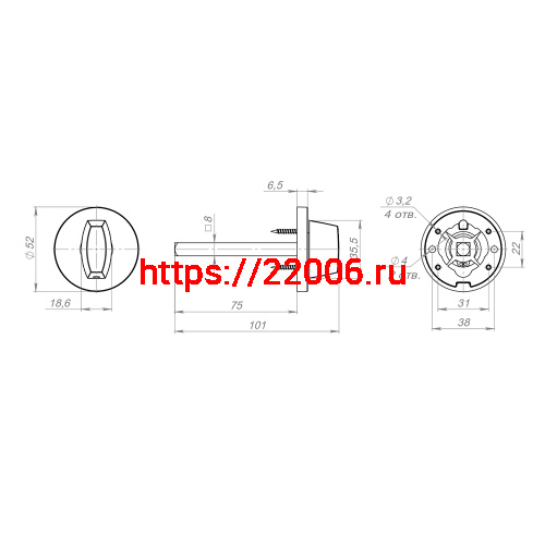 Ручка Fuaro (Фуаро) поворотная BKW8x75.R.RLR52 GR-23 графит фото 3 Ручка Fuaro (Фуаро) поворотная BKW8x75.R.RLR52 GR-23 графит фото 3