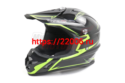 Шлем SAFEBET HF-115 черно-зеленый Q178Y "S,M,L,XL,XXL" (кроссовый)