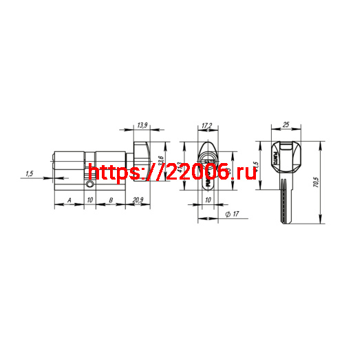 Цилиндровый Punto (Пунто) механизм MaxPro7002Knob110mm(50+10+50) SN никель 7key с вертушкой фото 4 Цилиндровый Punto (Пунто) механизм MaxPro7002Knob110mm(50+10+50) SN никель 7key с вертушкой фото 4