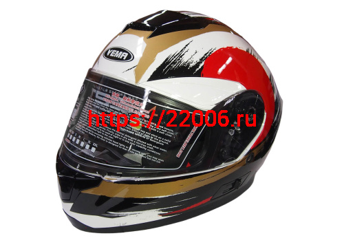 Шлем интеграл YM-831 "YAMAPA" CAT WHITE, BLUE YELLOW, размер  M (прозрачный визор) NEW (6 шт. упак)