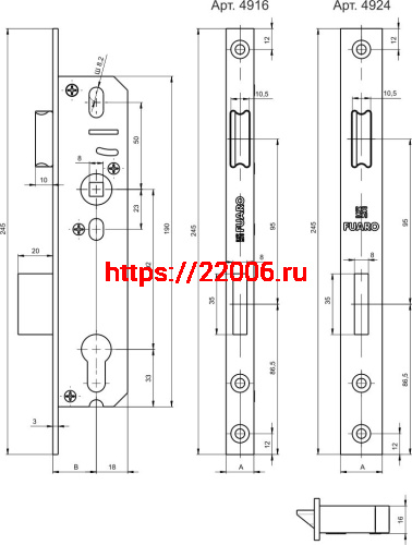 Корпус Fuaro (Фуаро) узкопрофильного замка с защелкой PROF4916-40/92 CP хром фото 3 Корпус Fuaro (Фуаро) узкопрофильного замка с защелкой PROF4916-40/92 CP хром фото 3