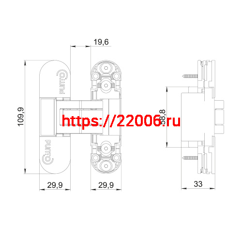 Петля Punto (Пунто) скрытой установки UNION 2.0 ZN (2.2) BL черный фото 3 Петля Punto (Пунто) скрытой установки UNION 2.0 ZN (2.2) BL черный фото 3