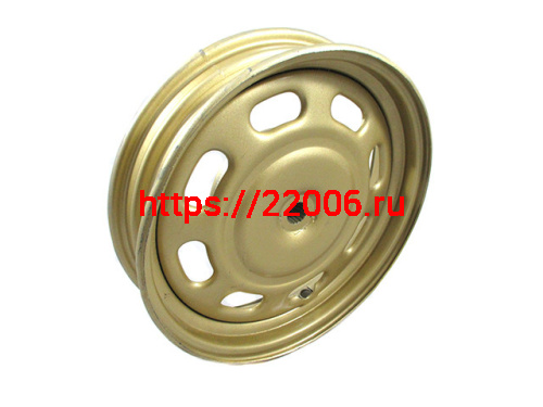 Диск колеса 10" задний, штампованный, барабанный тормоз 2.15-10 125сс золото Диск колеса 10" задний, штампованный, барабанный тормоз 2.15-10 125сс золото