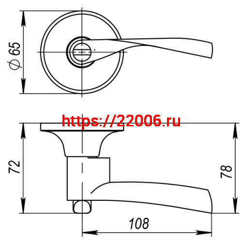 Ручка Ajax (Аякс) защелка DK610 CP-PS (6010 CP-P) (без фик.) хром фото 4