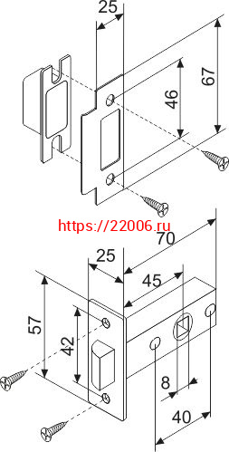 Защелка Fuaro (Фуаро) врезная METF12-45-25 (F12-45-25) AB бронза фото 3 Защелка Fuaro (Фуаро) врезная METF12-45-25 (F12-45-25) AB бронза фото 3
