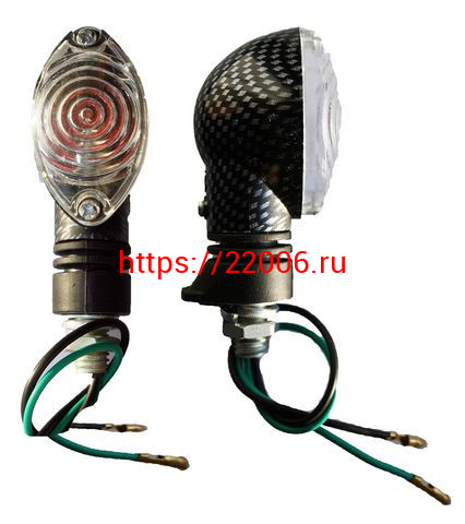 Указатель поворота №15 белое стекло,карбон, овал маленький Указатель поворота №15 белое стекло,карбон, овал маленький