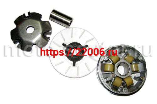 Вариатор 139QMB 50сс в сборе (ролики, крыльчатка, палец) Вариатор 139QMB 50сс в сборе (ролики, крыльчатка, палец)