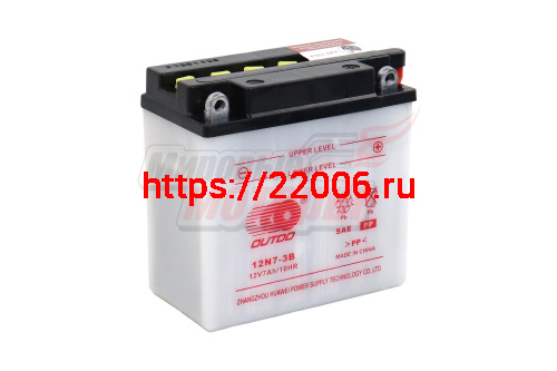 Аккумулятор 12В 7Ач OUTDO 12N7-3B (обратн. полярн.) (кислотный БЕЗ ЭЛЕКТРОЛ.) (132*75*132мм) ENDURO