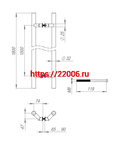 Ручка-скоба Fuaro (Фуаро) PULL.PH32/1800.45 INOX 304 фото 3