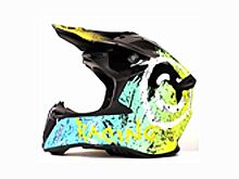 Мотошлем VIRTUE MD-902 Кросс черный с голубо-салатовым граффити (S)