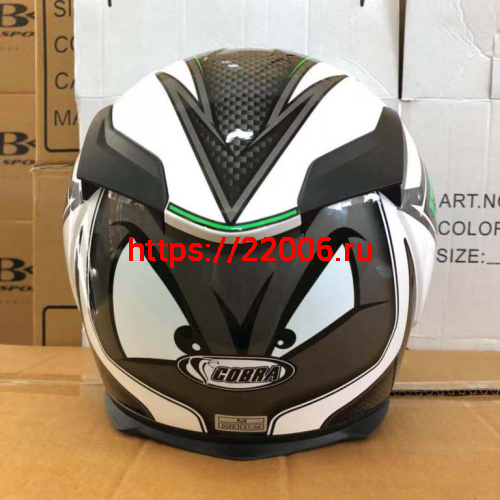 Шлем интеграл COBRA JK311, белый с черным и зеленым(9), размеры L фото 3 Шлем интеграл COBRA JK311, белый с черным и зеленым(9), размеры L фото 3