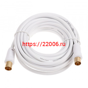 Шнур ТВ гнездо - ТВ штекер, длина 7M, белый Rexant Шнур ТВ гнездо - ТВ штекер, длина 7M, белый Rexant