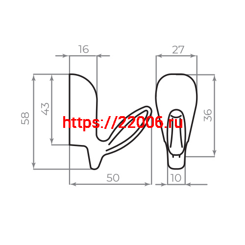 Крючок Ajax (Аякс) настенный MB-LM/K-001 BL черный фото 7