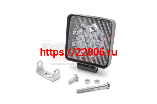 Фара светодиодная 27W 9 диодов SMD, 35мм квадрат. мет. корпус, ближний свет (Flood)