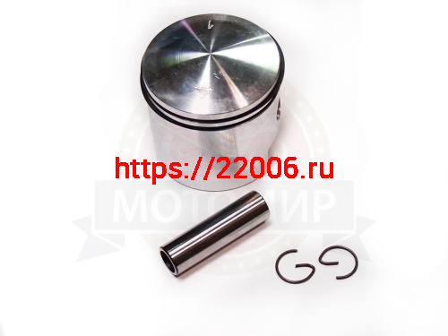 Поршень 2х такт Веломотор T100 "Газуля" 50 мм (2-х кольцовый) (кольца, палец d12 мм, стопор. кольца)