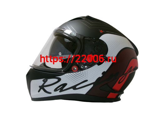 Шлем TVS RACING (Индия) STREET D/V DULL BLACK RED размер XXL, + пинлок в комплекте, очки фото 2