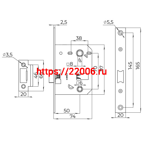 Защелка Ajax (Аякс) врезная PLASTLP72-50 (LP72-50) GP золото фото 2 Защелка Ajax (Аякс) врезная PLASTLP72-50 (LP72-50) GP золото фото 2