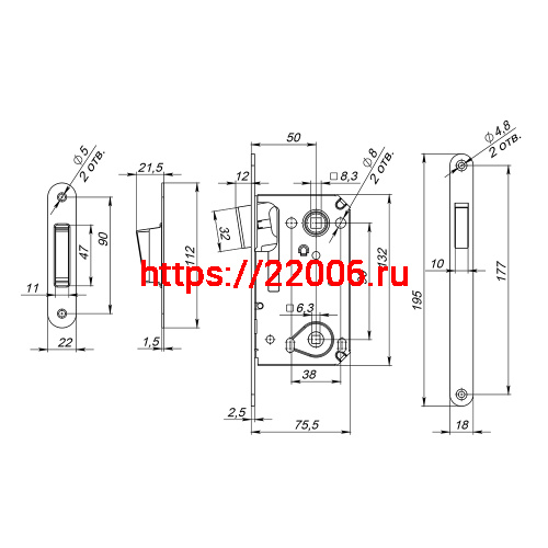 Защелка Fuaro (Фуаро) врезная MAGN5300-M-WС (5300-M-WC) BL черный фото 3 Защелка Fuaro (Фуаро) врезная MAGN5300-M-WС (5300-M-WC) BL черный фото 3