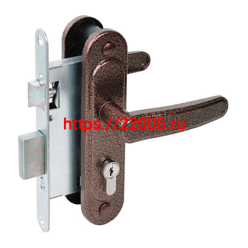 Замок Absolyute (Абсолют) врезной цилиндровый с защёлкой в комплекте с ручкой ЗВ4-3/03 (медь антик), 4 кл. Замок Absolyute (Абсолют) врезной цилиндровый с защёлкой в комплекте с ручкой ЗВ4-3/03 (медь антик), 4 кл.