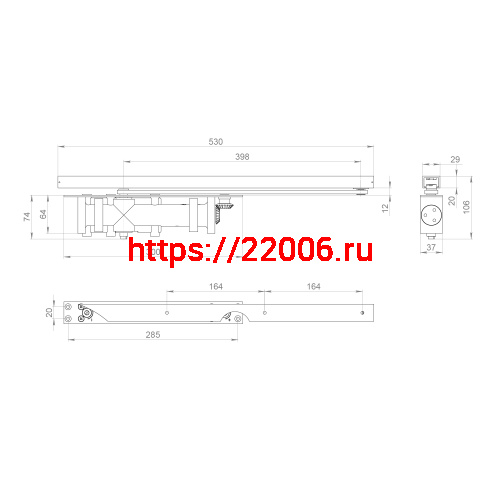 Доводчик дверной Fuaro (Фуаро) скрытой установки DCH2-05 Hold Open (50-100 кг) AL до 100 кг (алюминий) фото 2 Доводчик дверной Fuaro (Фуаро) скрытой установки DCH2-05 Hold Open (50-100 кг) AL до 100 кг (алюминий) фото 2