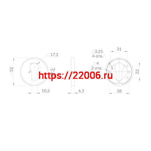 Накладка Punto (Пунто) под цилиндр ET.R.EST.R52 BL-24 черный фото 3