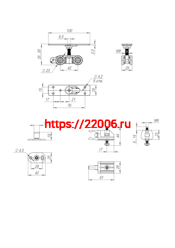 Комплект Armadillo (Армадилло) для раздвижных дверей SLD.Comfort-PRO.SET1.rollers/80 фото 5 Комплект Armadillo (Армадилло) для раздвижных дверей SLD.Comfort-PRO.SET1.rollers/80 фото 5