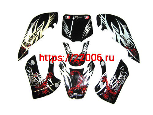 Комплект наклеек на кроссовый мотоцикл KLX SCORPION Комплект наклеек на кроссовый мотоцикл KLX SCORPION