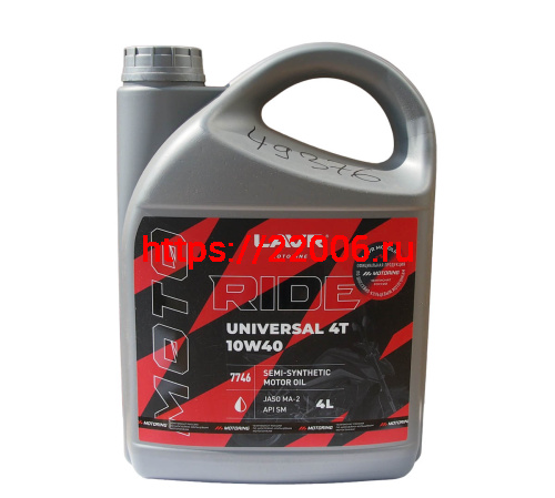Масло LAVR MOTO RIDE UNIVERSAL для 4т двиг.,полусинт., SAE 10W40, API SM JASO M2, 4литра (Ln7746) Масло LAVR MOTO RIDE UNIVERSAL для 4т двиг.,полусинт., SAE 10W40, API SM JASO M2, 4литра (Ln7746)