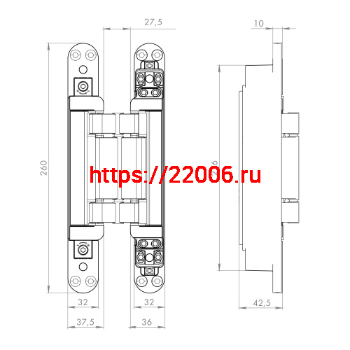 Петля Armadillo (Армадилло) скрытой установки U3D2200.VPG SC мат. хром TECH фото 4