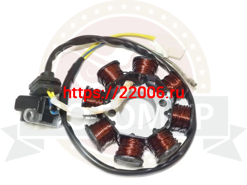 Зажигание 4х т GY6-50, QT-3-1 голое (без маховика) (cтатор 8 катушек 3 провода) Activ Novo