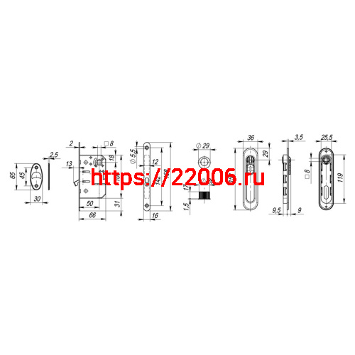 Набор Armadillo (Армадилло) для раздвижных дверей SH.LD152.KIT011-BK (SH011-BK) SG-1 матовое золото фото 4 Набор Armadillo (Армадилло) для раздвижных дверей SH.LD152.KIT011-BK (SH011-BK) SG-1 матовое золото фото 4