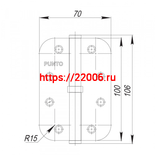 Петля Punto (Пунто) съемная IN4100SL-R14 PN левая (S100113/R14-4L) перл.никель ПОДВЕС фото 2