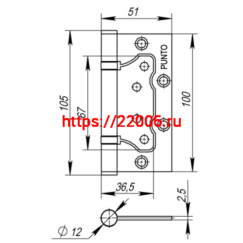 Петля Punto (Пунто) универсальная без врезки IN4200W SC (200-2B 100x2,5) мат. хром фото 3 Петля Punto (Пунто) универсальная без врезки IN4200W SC (200-2B 100x2,5) мат. хром фото 3