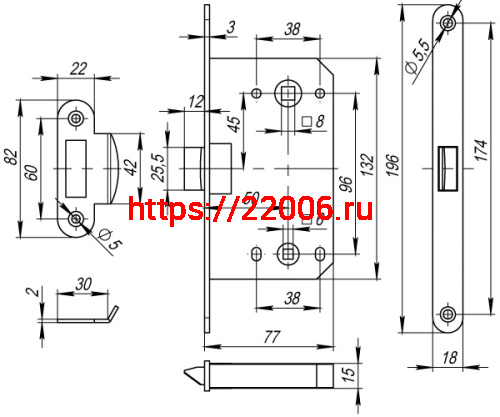 Защелка Fuaro (Фуаро) PLASTP96WC-50 (P96WC-50) GP латунь фото 3 Защелка Fuaro (Фуаро) PLASTP96WC-50 (P96WC-50) GP латунь фото 3