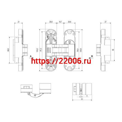 E30200.85.93 (черный) петля AGB (АГБ) ECLIPSE 2.2 (4 накладки в комплекте) фото 2 E30200.85.93 (черный) петля AGB (АГБ) ECLIPSE 2.2 (4 накладки в комплекте) фото 2