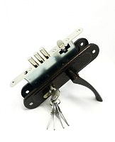 Замок Zenit (Зенит) врезной цилиндровый с защёлкой в комплекте с ручкой ЗВ4.009/17 (медь), 4 кл.