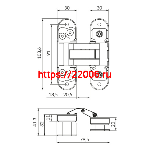 Петля Punto (Пунто) скрытой установки UNION 2.0 BL черный фото 3