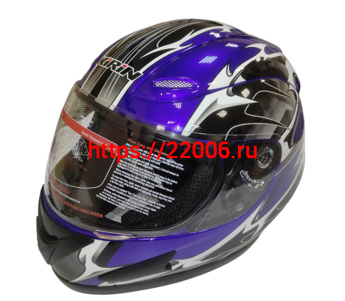 Шлем интеграл KIRIN KL-118, черный, серый, красный, синий, размер M