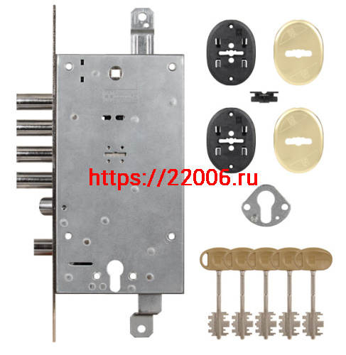 Замок Mottura (Моттура) врезной двухсистемный 54.797-S (левый), ключ 40 мм, без накл. фото 2