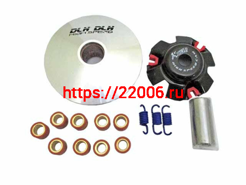 Вариатор спортивный DHL 157QMJ 150cc в сб. (медно-граф. втулка, ролики латунь 9шт, палец, пружины) Вариатор спортивный DHL 157QMJ 150cc в сб. (медно-граф. втулка, ролики латунь 9шт, палец, пружины)