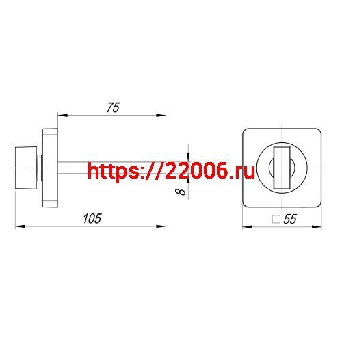 Ручка Armadillo (Армадилло) поворотная BKW8.K.SQ52 (BKW8/SQ) CP-8 хром фото 3 Ручка Armadillo (Армадилло) поворотная BKW8.K.SQ52 (BKW8/SQ) CP-8 хром фото 3