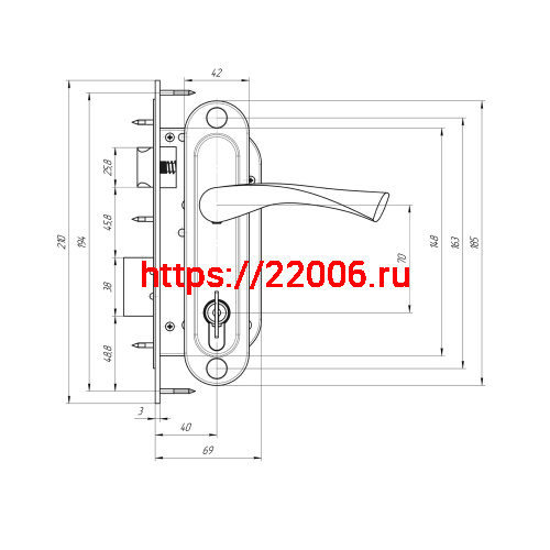 Замок Absolyute (Абсолют) врезной цилиндровый с защёлкой в комплекте с ручкой ЗВ4-70/07 (хром лак), 4 кл. фото 2 Замок Absolyute (Абсолют) врезной цилиндровый с защёлкой в комплекте с ручкой ЗВ4-70/07 (хром лак), 4 кл. фото 2