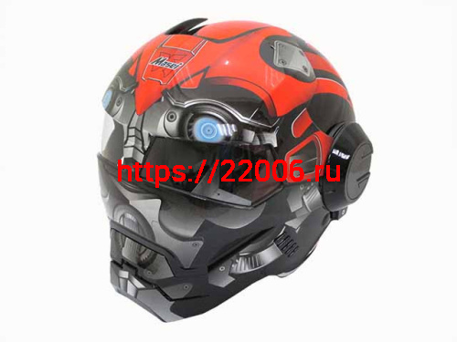 Мотошлем закрытый MASEI 610 Bumblebee красный (XXL)