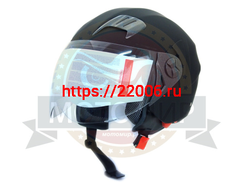 Шлем открытый "Safelead" HF-221 "колобки с доп. стеклом" мат. черный размер S