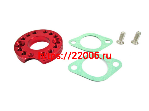 Переходник карбюратора алюминиевый d-26 мм красный (прокладки карбюратора бум+2 болта) Переходник карбюратора алюминиевый d-26 мм красный (прокладки карбюратора бум+2 болта)