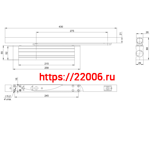 Доводчик дверной Fuaro (Фуаро) скрытой установки DCH2-03.29 Hold Open (40 - 65 кг) AL до 65 кг (алюминий) фото 2 Доводчик дверной Fuaro (Фуаро) скрытой установки DCH2-03.29 Hold Open (40 - 65 кг) AL до 65 кг (алюминий) фото 2