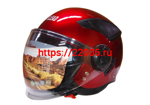 Шлем открытый "Safelead" HF-256 "колобки с доп. стеклом" красный M Шлем открытый "Safelead" HF-256 "колобки с доп. стеклом" красный M