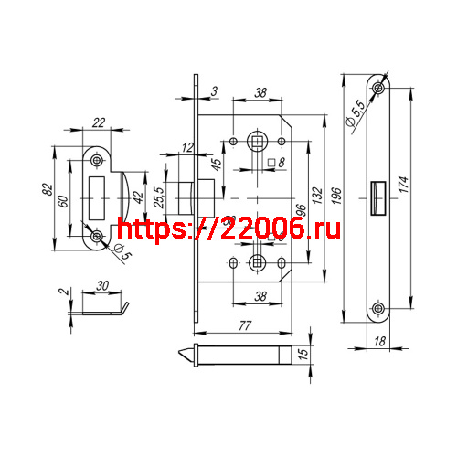 Защелка Fuaro (Фуаро) PLASTP96WC-50 (P96WC-50) SSC сатинированный хром фото 3 Защелка Fuaro (Фуаро) PLASTP96WC-50 (P96WC-50) SSC сатинированный хром фото 3